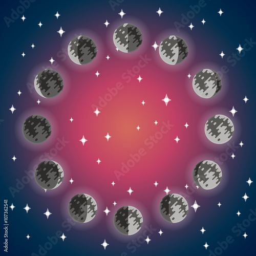 Vector flat icon phases of the Moon