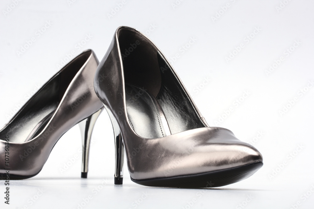 Biege high heel shoes isolated on white Biege high heel shoes isolated on white
