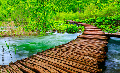 Wooden path in National Park in Plitvice