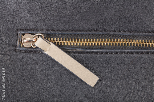 Zipper on a leather