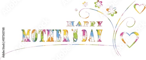 Typography banner Happy Mother's day. Colorful letters on white, decoration, vector