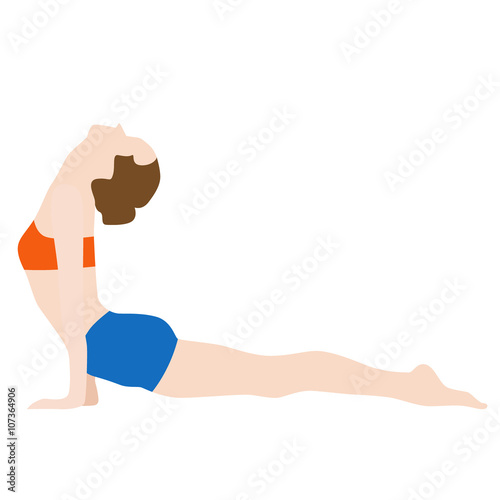 Workout silhouettes. Girl does stretching exercises. Flat vector illustration isolated on white background.

