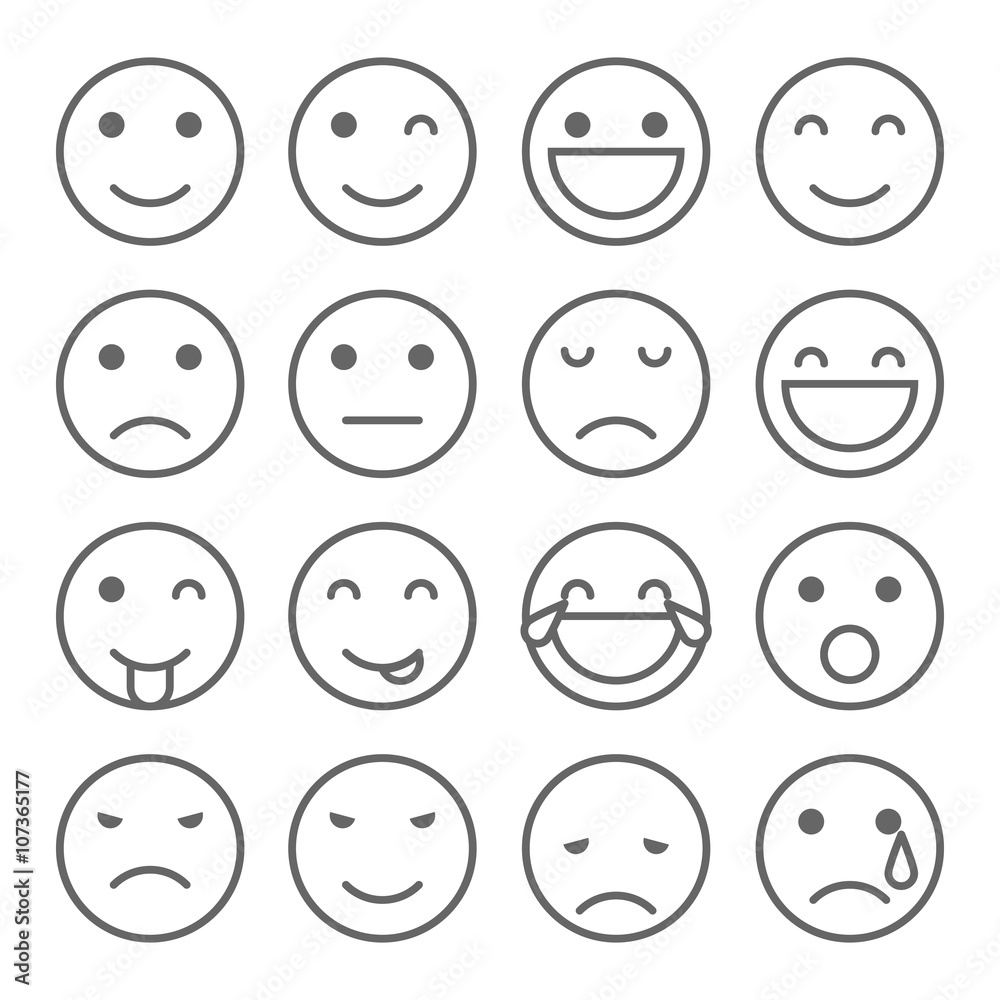 Emoji faces simple icons Emoji faces simple icons