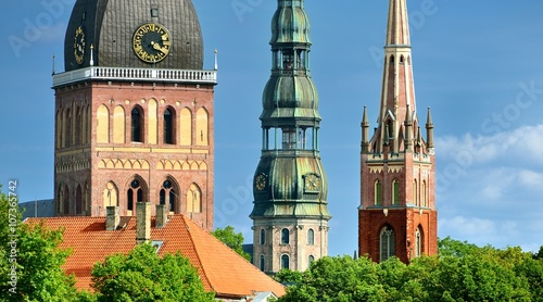 Latvian church towers in Riga