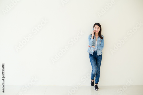 Woman talk to mobile phone