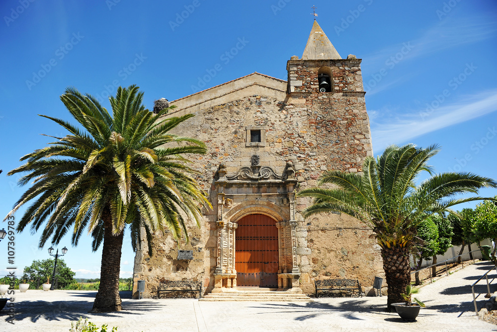 Vía de la Plata por Aljucén, Iglesia de San Andrés, provincia de Badajoz, España
