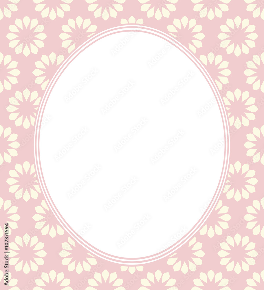 Oval frame with cute flowers