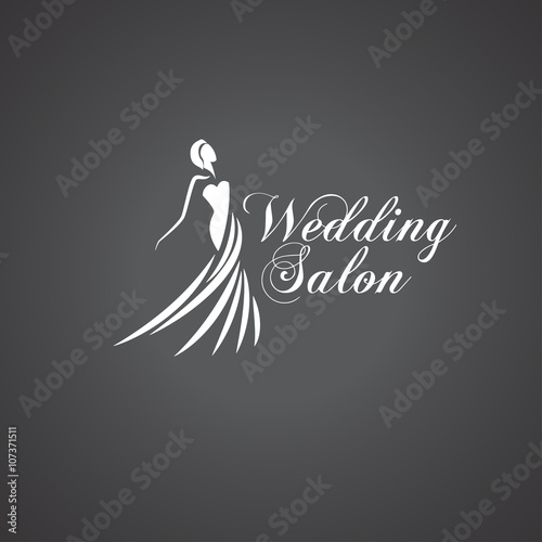 Beautiful woman silhouette. Wedding salon logo. Vector