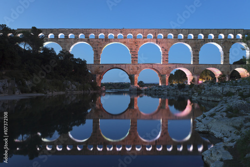 Pont du Gard, Roman aqueduct, River Gard, Languedoc-Roussillon, France photo