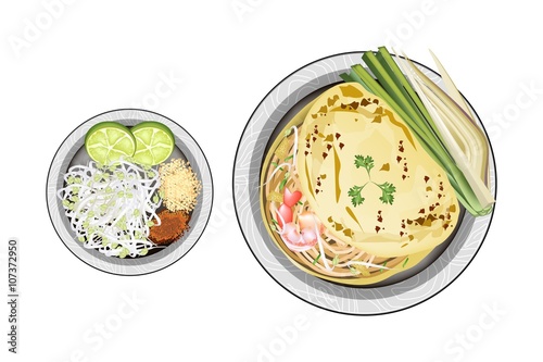 Pad Thai or Stir Fried Noodles Wrapped with Omelet