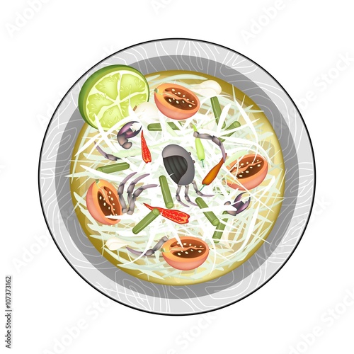 Green Papaya Salad with Fermented Salted Crabs