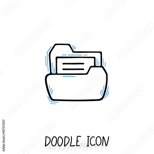 Doodle folder icon with paper.