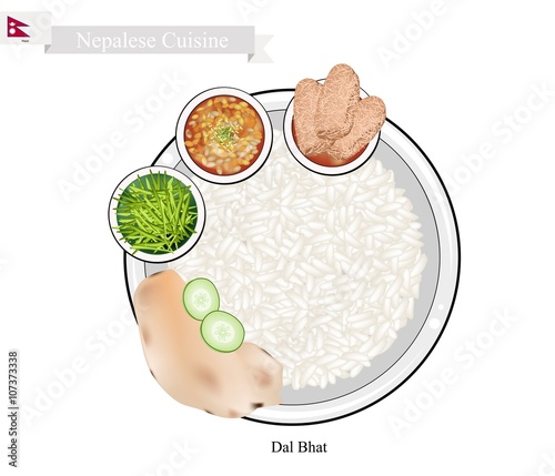 Dal Bhat or Nepalese Steamed Rice and Lentil Soup