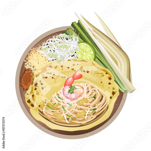 Pad Thai or Stir Fried Noodles Wrapped with Omelet