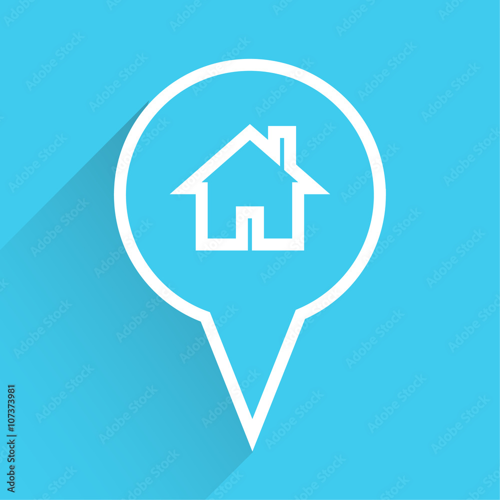 Obraz premium Map pointer with blue house icon Vector EPS10.