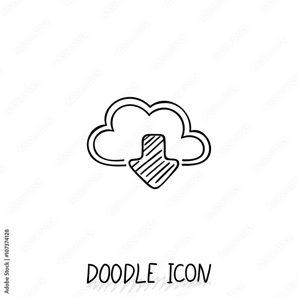 Doodle cloud icon. Online store, upload and download. Doodle cloud icon. Online store, upload and download.