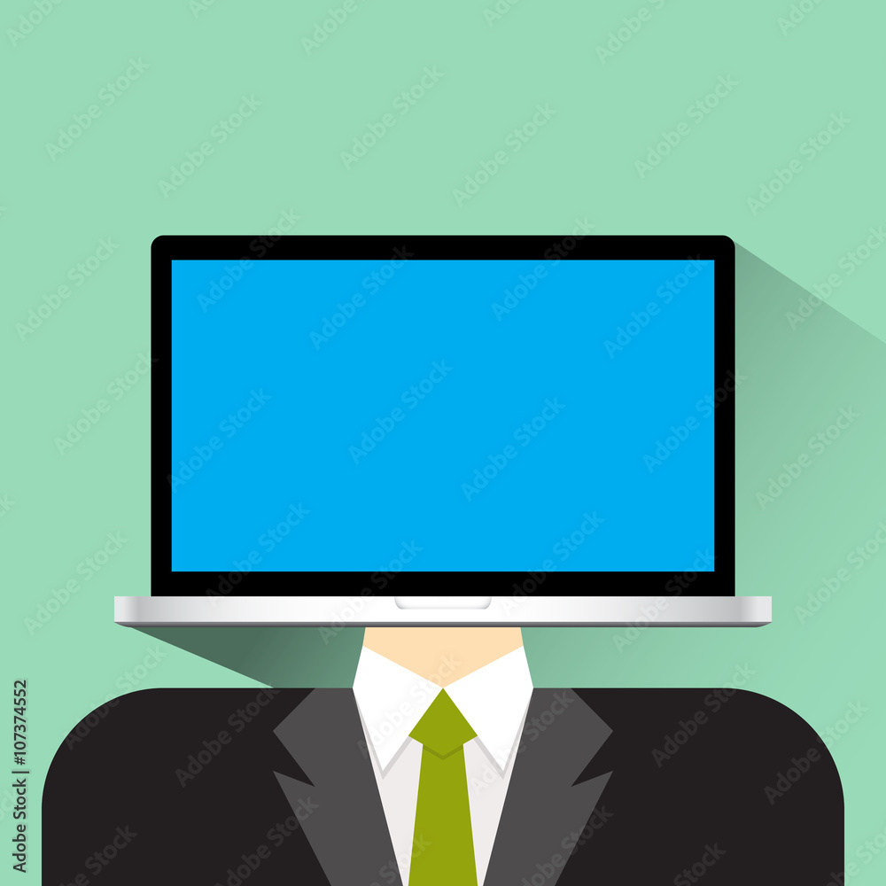 person head laptop flat icon vector illustration eps 10 person head laptop flat icon vector illustration eps 10