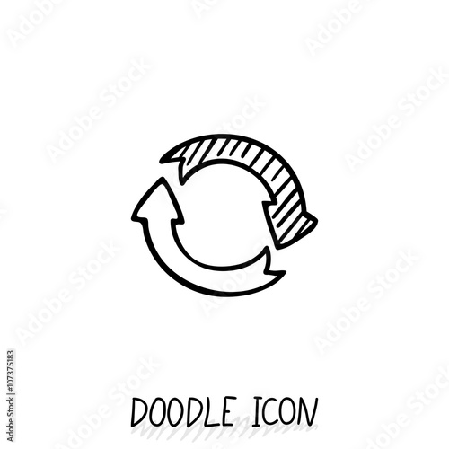Doodle circle arrow icon. Eco, recycle pictogram.
