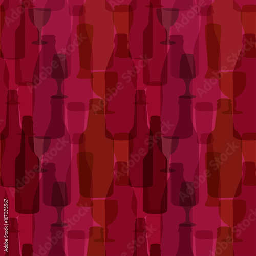 Seamless background with bottles and glasses