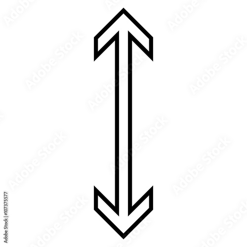 Exchange Arrow Vertical vector icon. Style is stroke icon symbol, black color, white background.