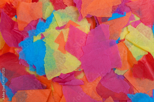 Torn colored tissue paper
