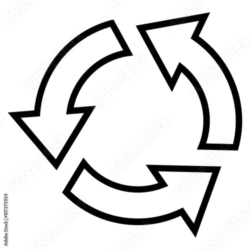 Recycle vector icon. Style is thin line icon symbol, black color, white background.