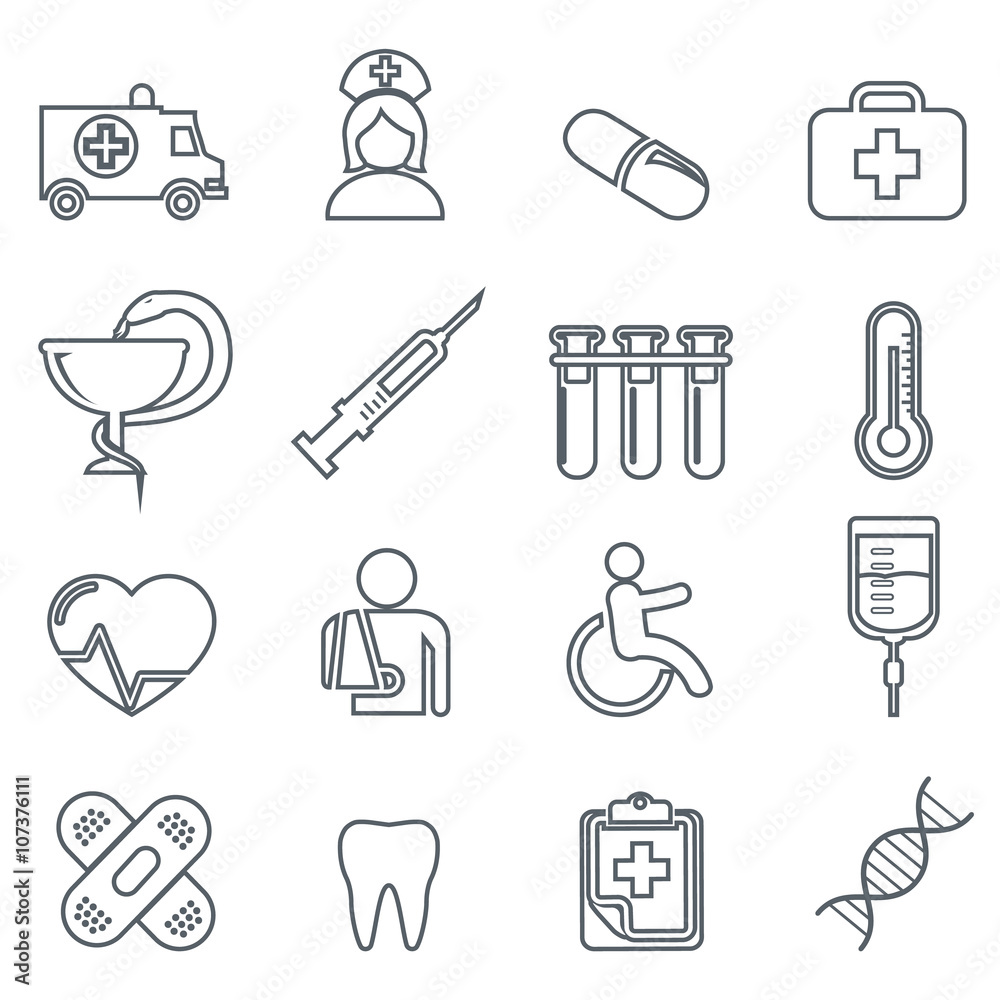 Medical Icons thin line icons set Medical Icons thin line icons set