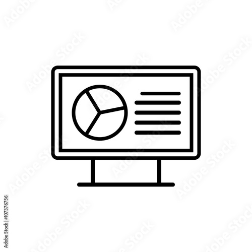Monitor with Stats icon on white background isolate vector illustration eps 10