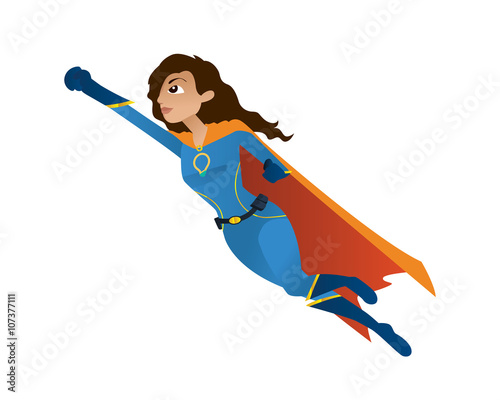 Obraz na plátně Superhero Girl Character - Fly Time