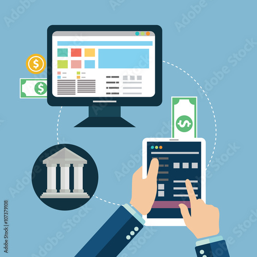 Фотография Flat design vector illustration concepts of online payment methods