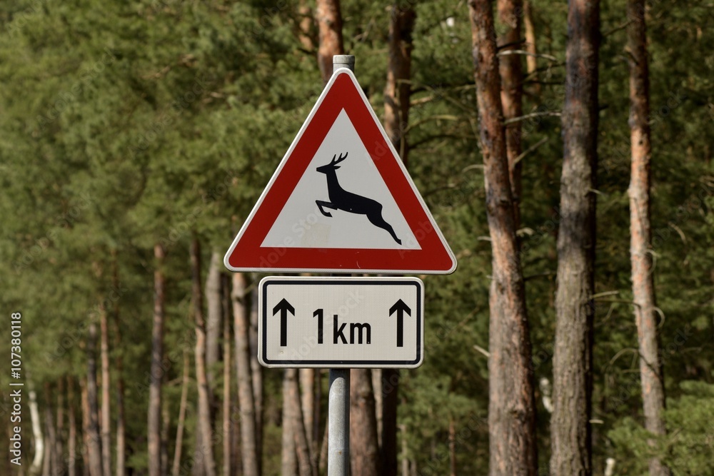 Verkehrsschild Wildwechsel im Spreewald Verkehrsschild Wildwechsel im Spreewald