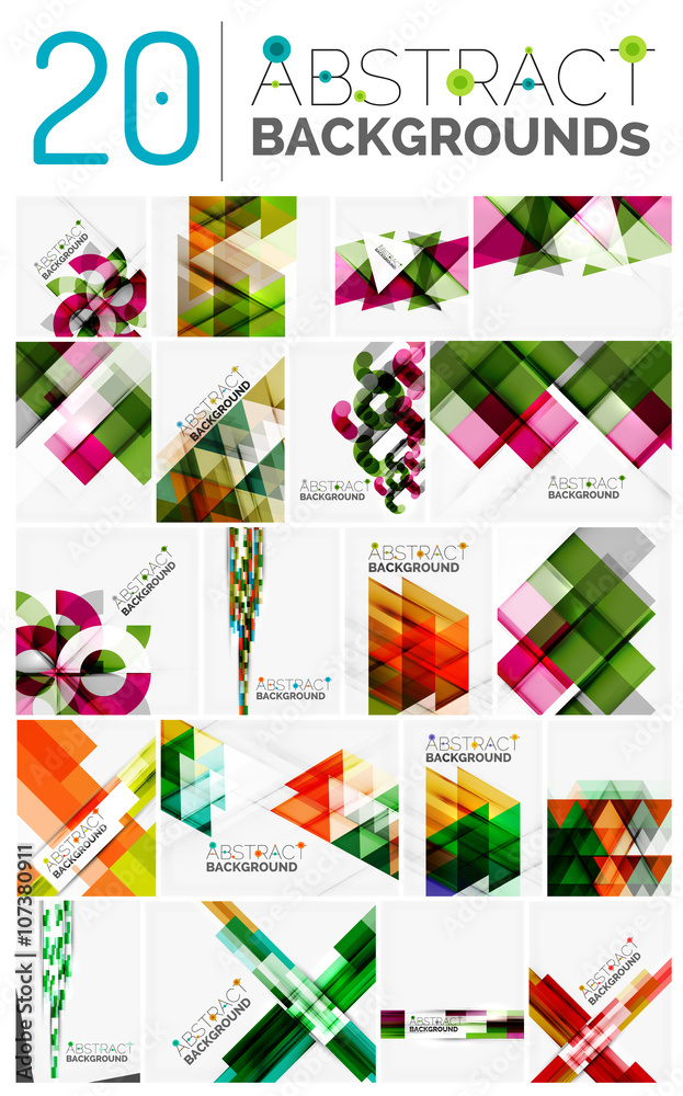 Set of modern geometric abstract shape backgrounds