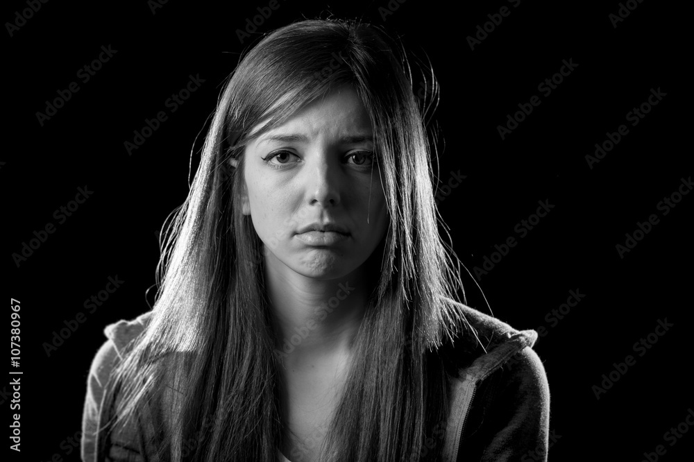 teenager girl in stress and pain suffering depression sad and scared in fear face expression teenager girl in stress and pain suffering depression sad and scared in fear face expression