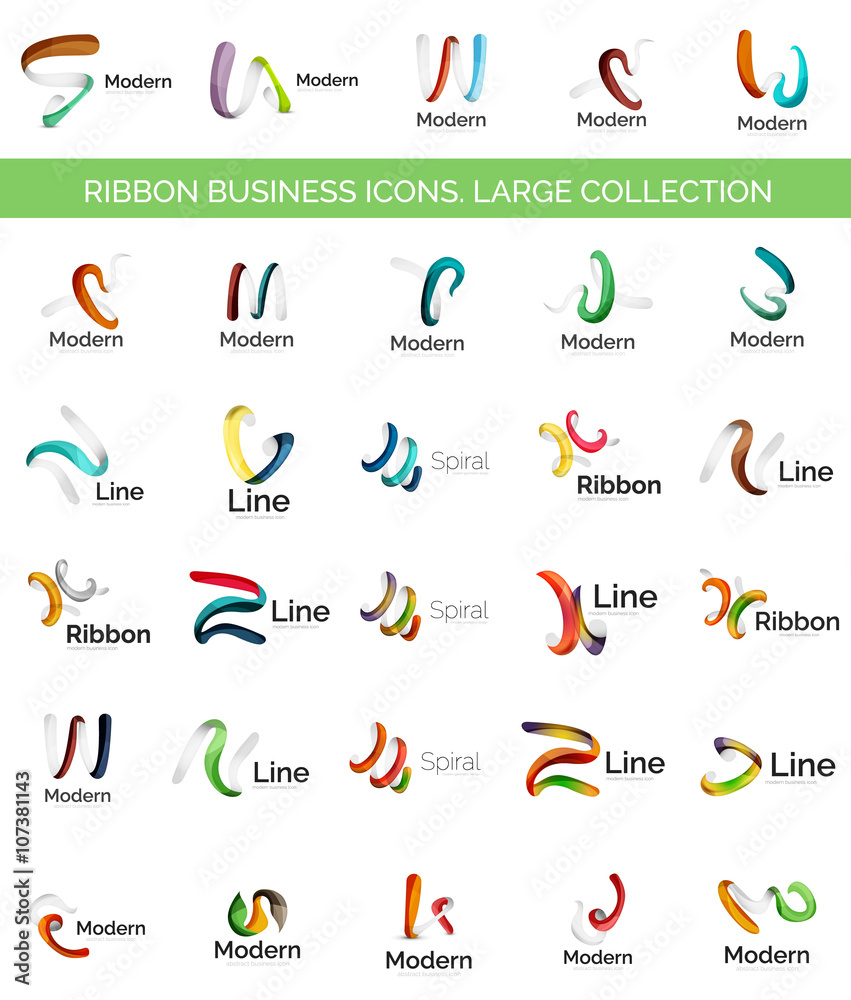 Vector line ribbon logo set