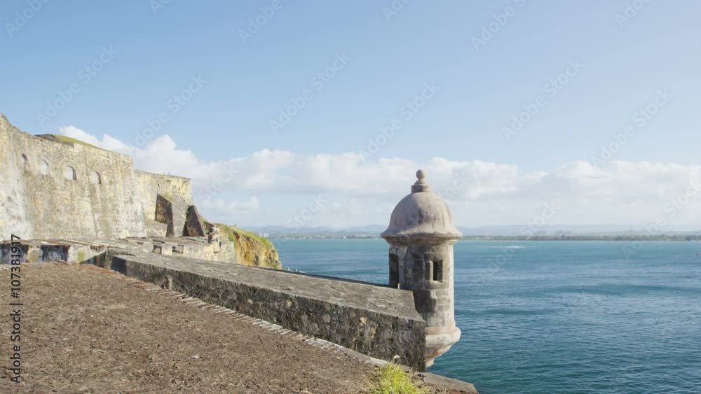 Puerto Rico tourist destination Landmark castle El Morro, Castillo San Felipe Del Morro in Old San Juan. Main tourist attraction and visited by many Caribbean cruise ship tourists on vacation. Puerto Rico tourist destination Landmark castle El Morro, Castillo San Felipe Del Morro in Old San Juan. Main tourist attraction and visited by many Caribbean cruise ship tourists on vacation.
