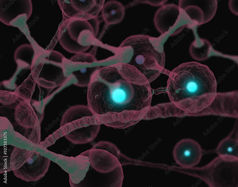 Obraz premium Cells microbiology molecules concept. 3D illustration.