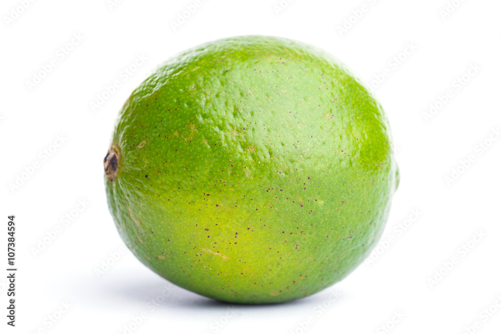 Whole fresh lime on on white, DOF Whole fresh lime on on white, DOF