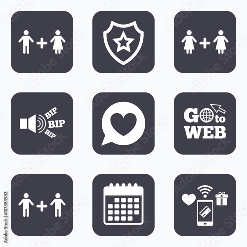 Couple love icon. Lesbian and Gay lovers signs.