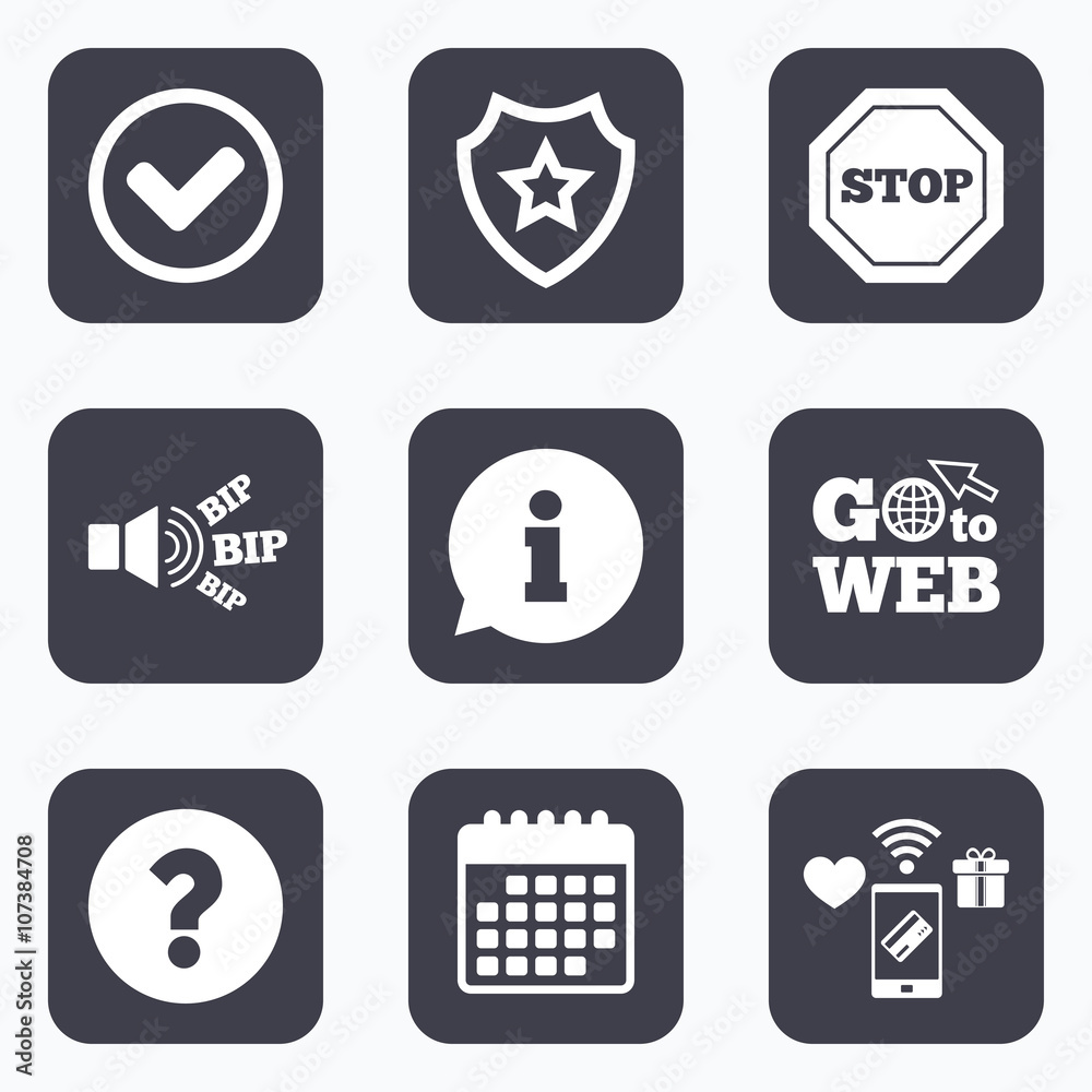 Information icons. Stop prohibition symbol.