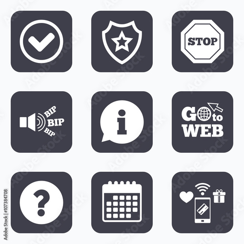 Information icons. Stop prohibition symbol.