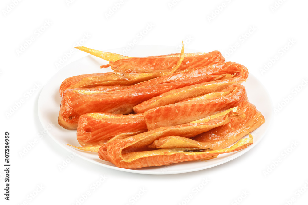 The trimmings salmon cold smoked on plate The trimmings salmon cold smoked on plate