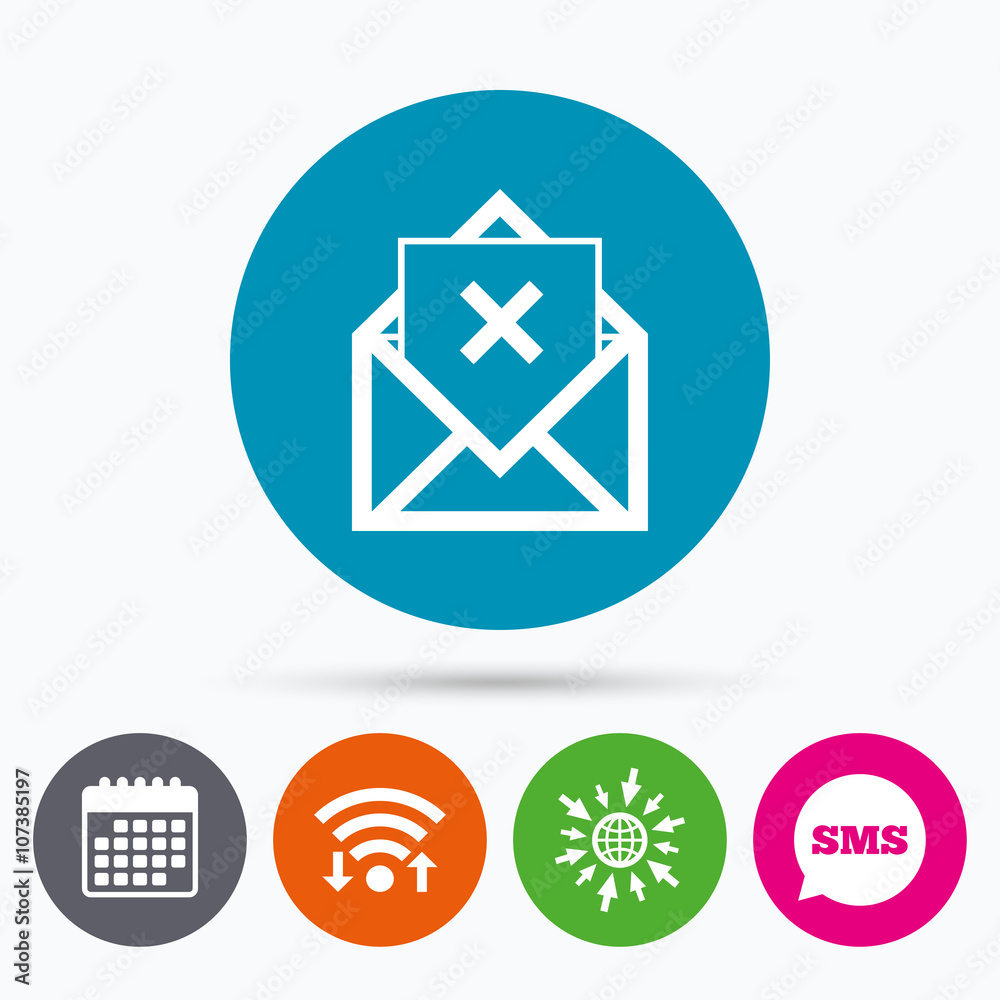 Mail delete icon. Envelope symbol. Message sign Mail delete icon. Envelope symbol. Message sign