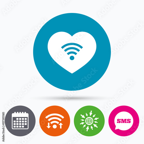 Love Wifi sign. Wi-fi symbol. Wireless Network.