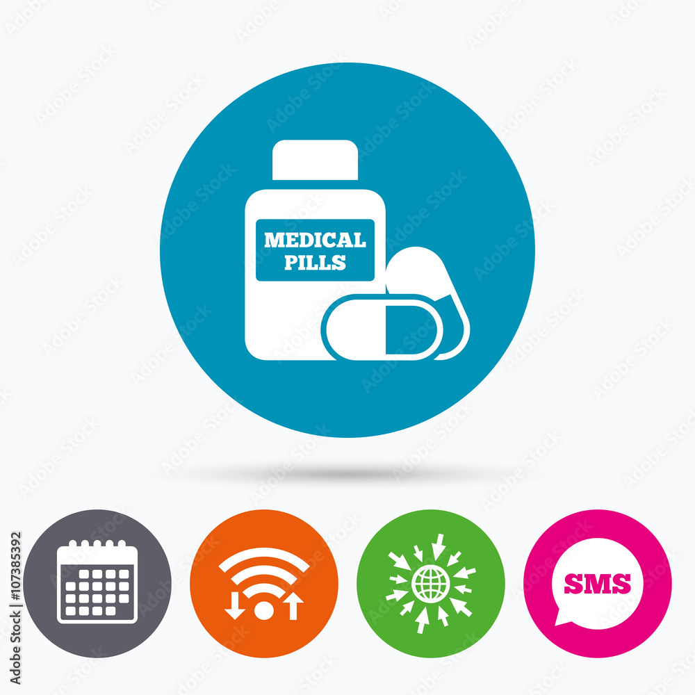Medical pills bottle sign icon. Drugs symbol. Medical pills bottle sign icon. Drugs symbol.