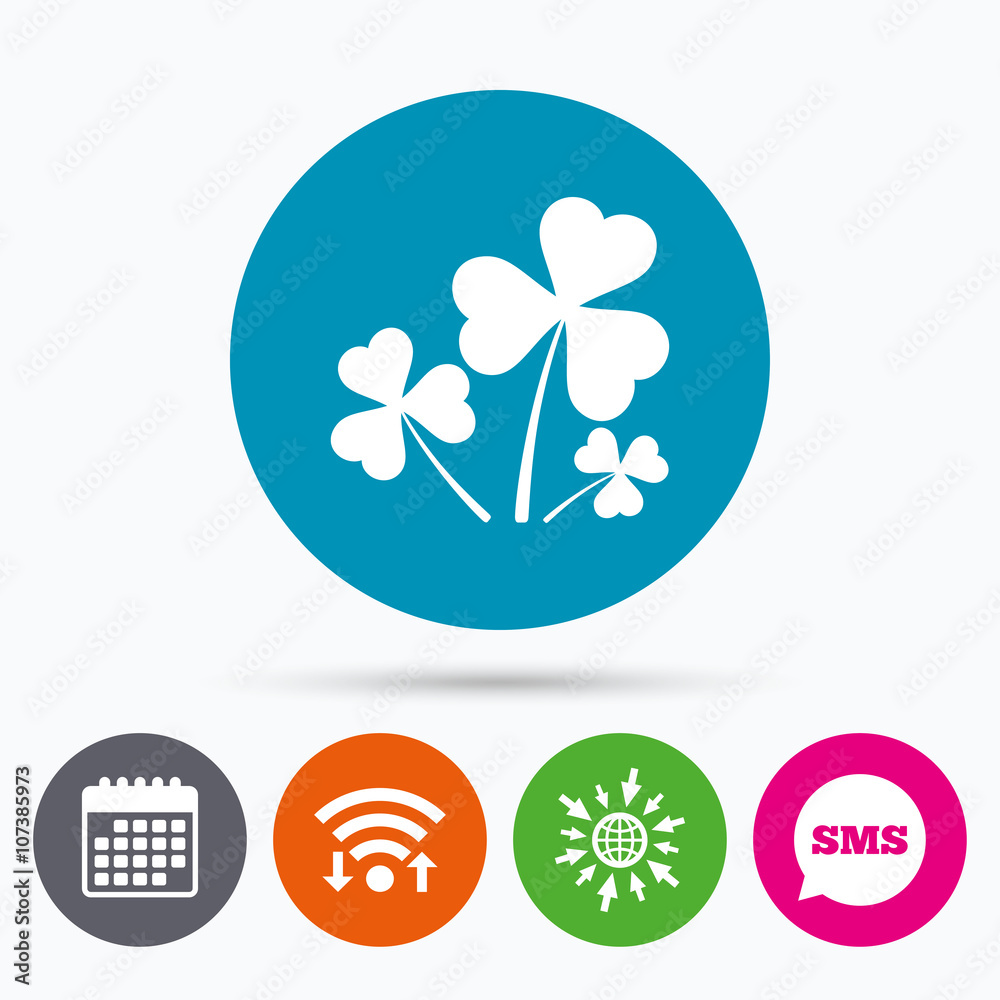 Clovers with three leaves sign. St. Patrick Clovers with three leaves sign. St. Patrick