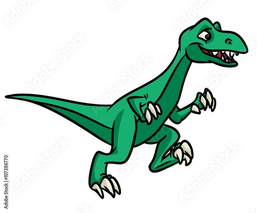 Dinosaur running  cartoon illustration isolated image animal character © efengai