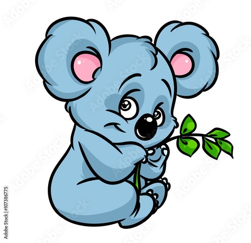 Koala eucalyptus branch cartoon illustration isolated image animal character