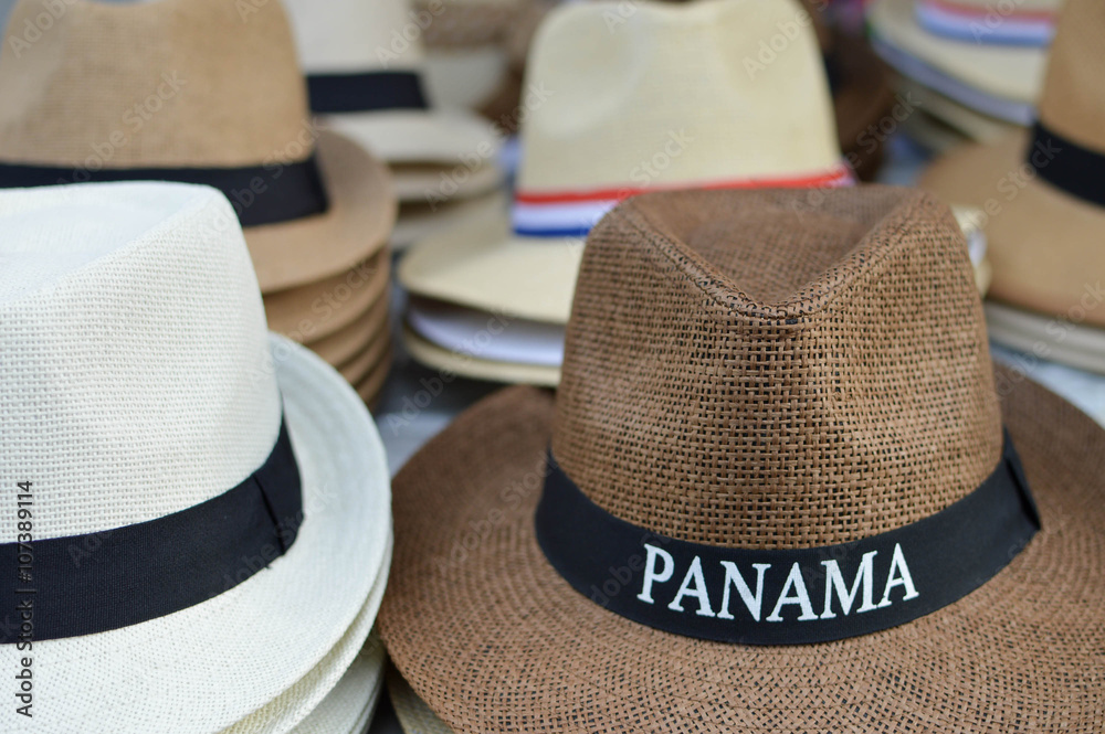 Panama hats sold as souvenirs in Casco Viejo district of Panama City, Panama, Central America