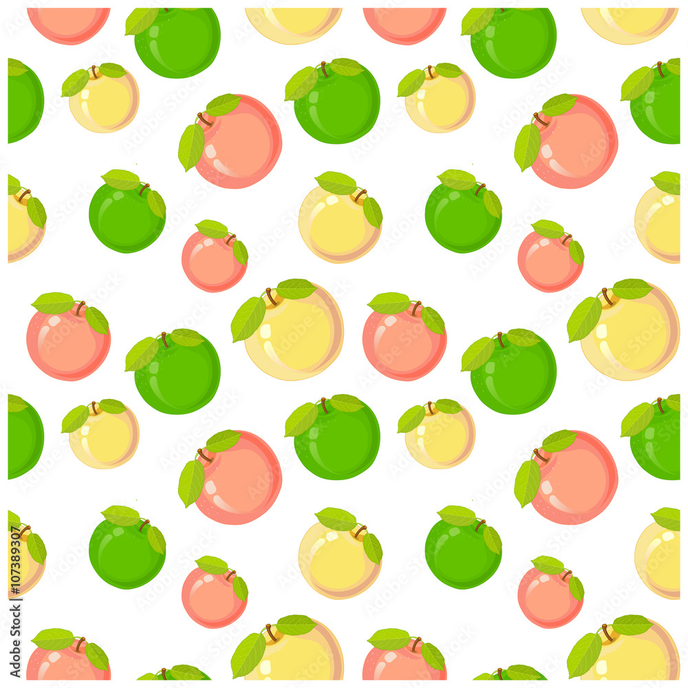 Pattern with apples on white background. Background for textile, wrapping paper. Pattern with apples on white background. Background for textile, wrapping paper.