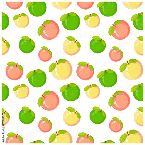 Fototapeta Naklejka Na Ścianę i Meble -  Pattern with   apples   on white background. Background for textile, wrapping paper.